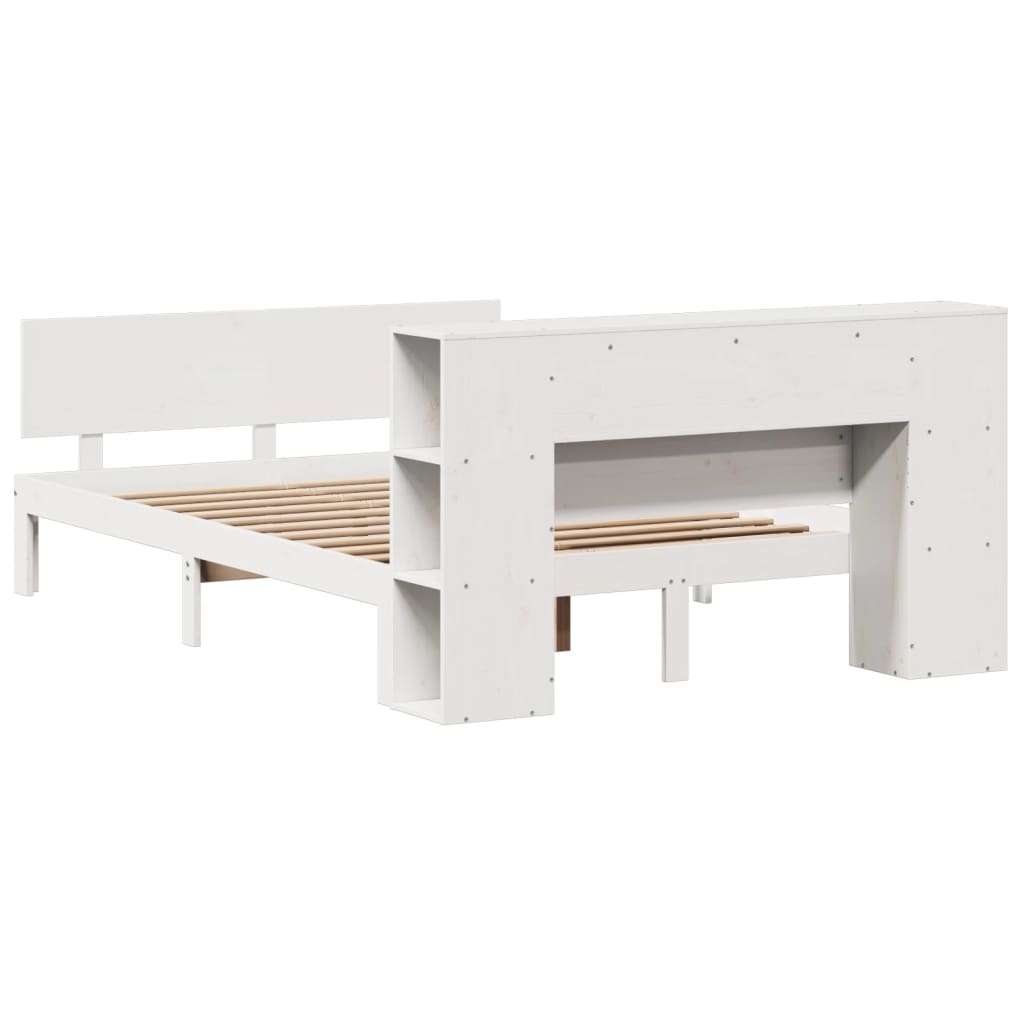 Bookcase Bed without Mattress White 120x190 cm Small Double Solid Wood Pine