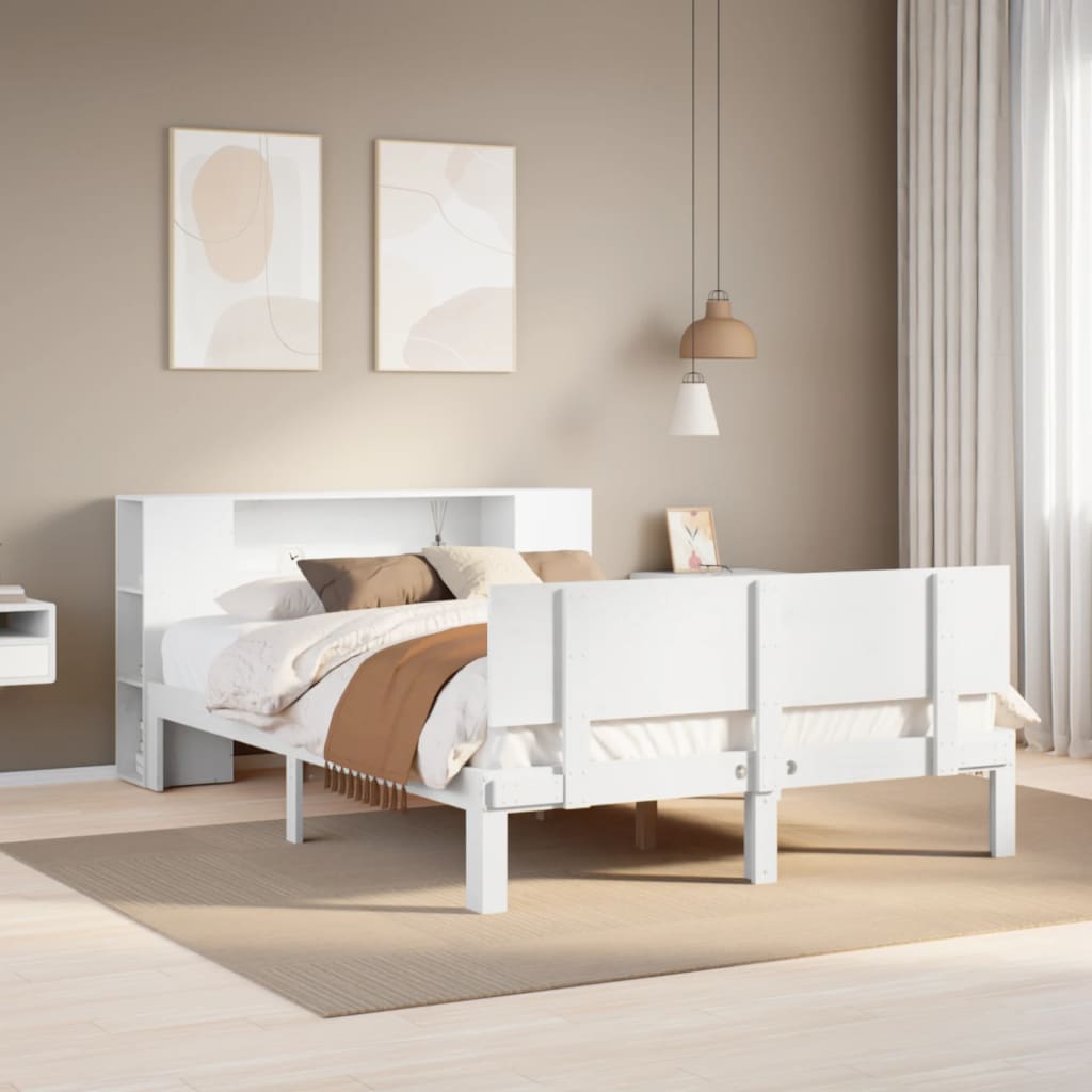 Bookcase Bed without Mattress White 120x190 cm Small Double Solid Wood Pine