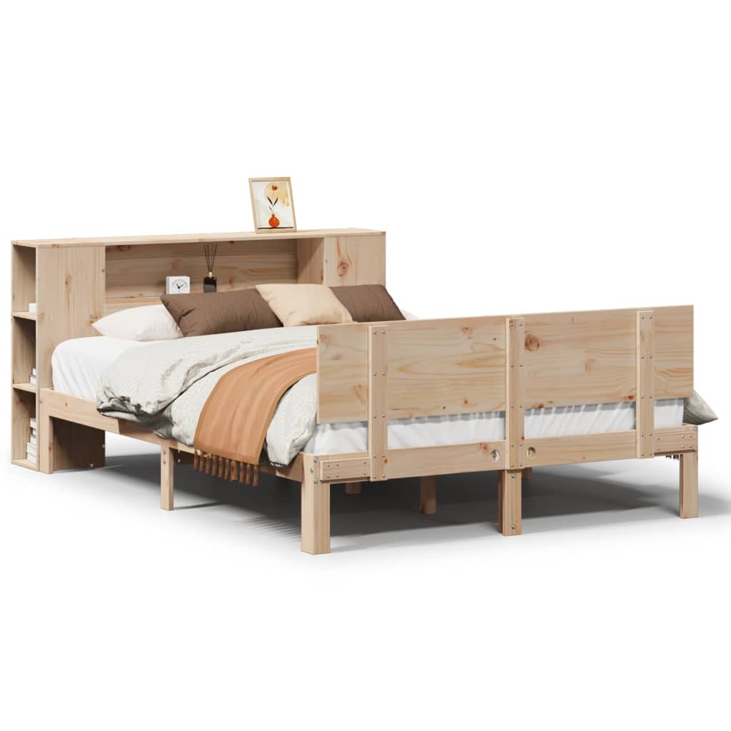 Bookcase Bed without Mattress 140x190cm Solid Wood Pine