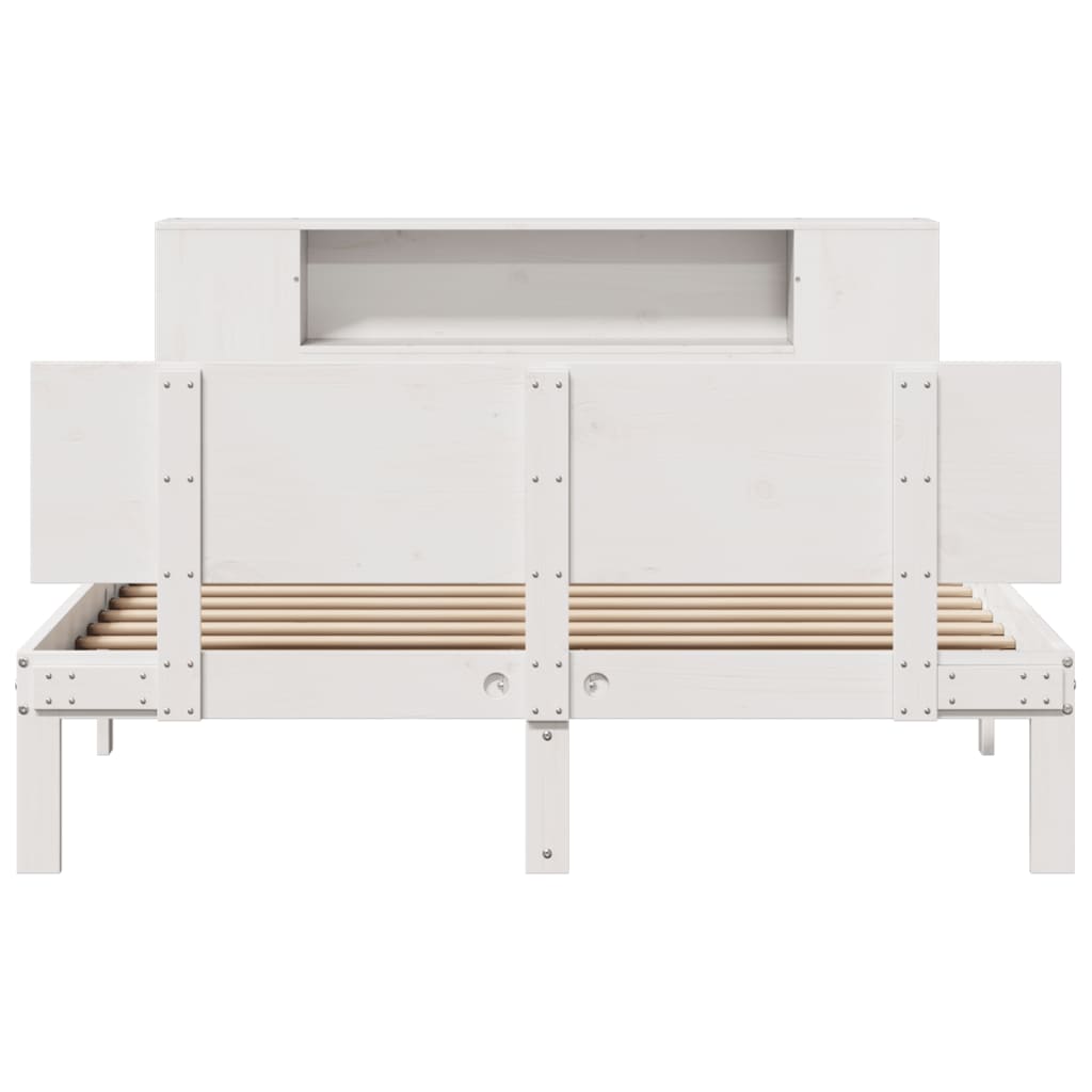 Bookcase Bed without Mattress White 120x200cm Solid Wood Pine