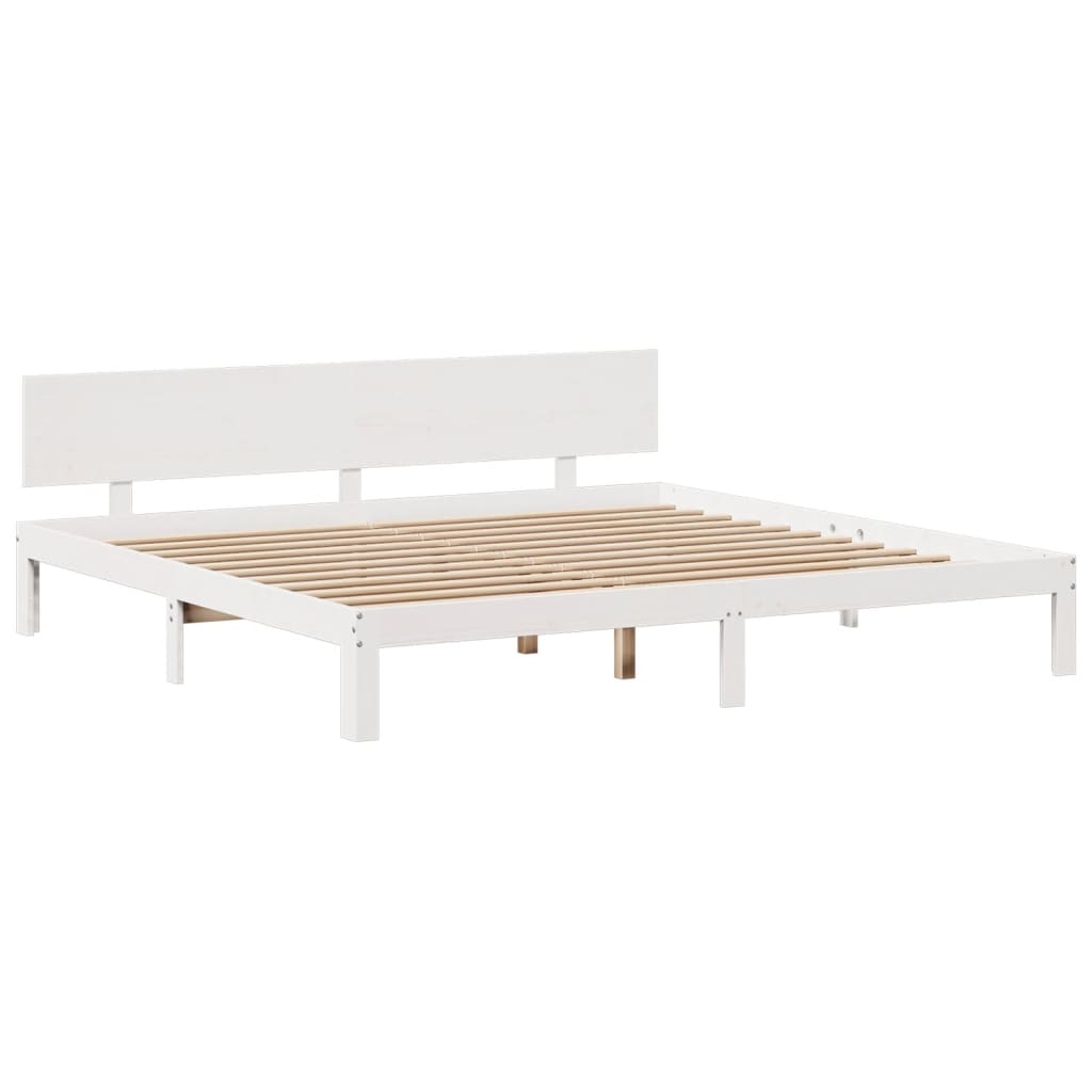 Bookcase Bed without Mattress White 200x200cm Solid Wood Pine