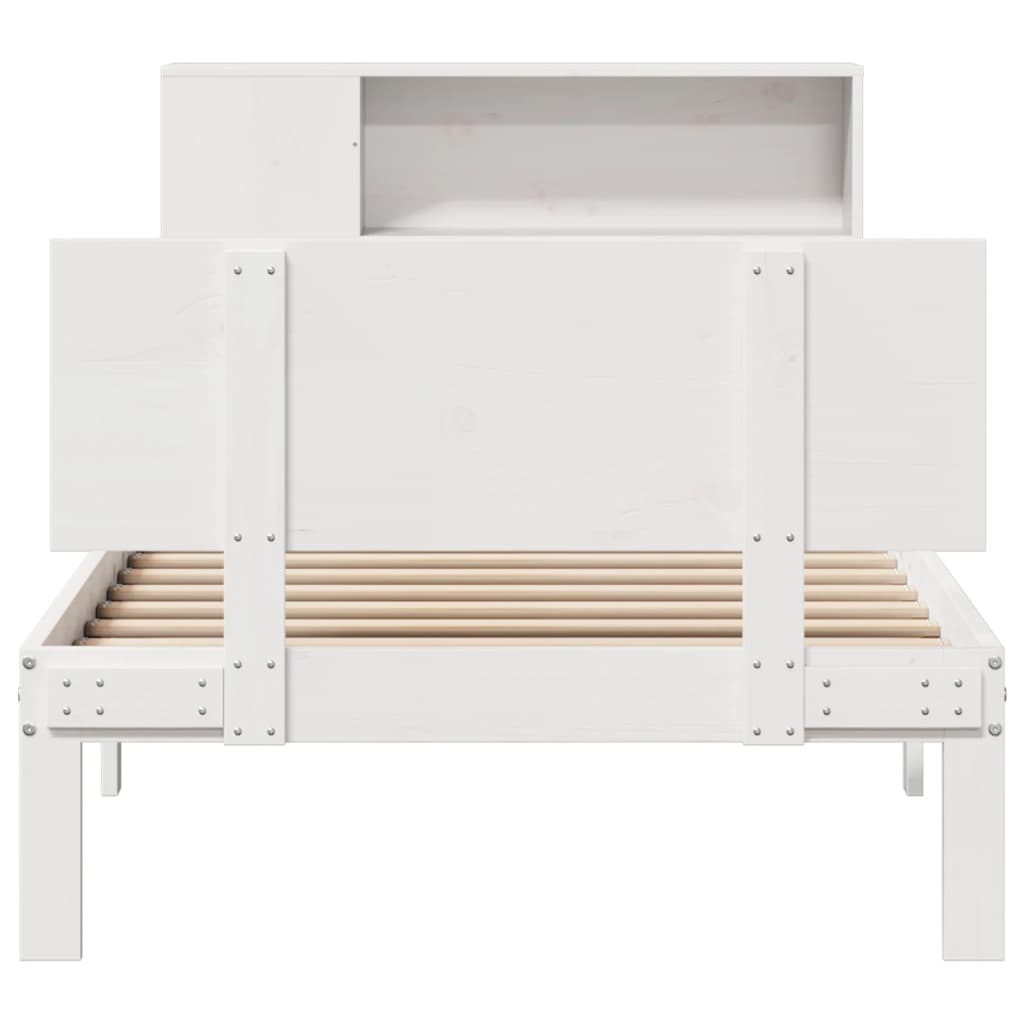 Bookcase Bed without Mattress White 90x190cm Single Solid Wood Pine