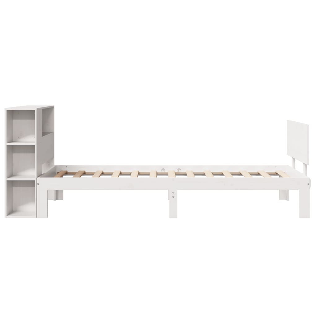 Bookcase Bed without Mattress White 90x190cm Single Solid Wood Pine