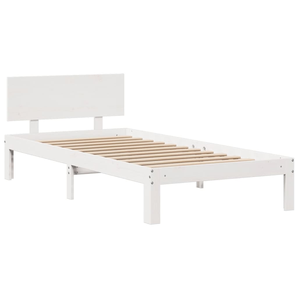 Bookcase Bed without Mattress White 90x190cm Single Solid Wood Pine