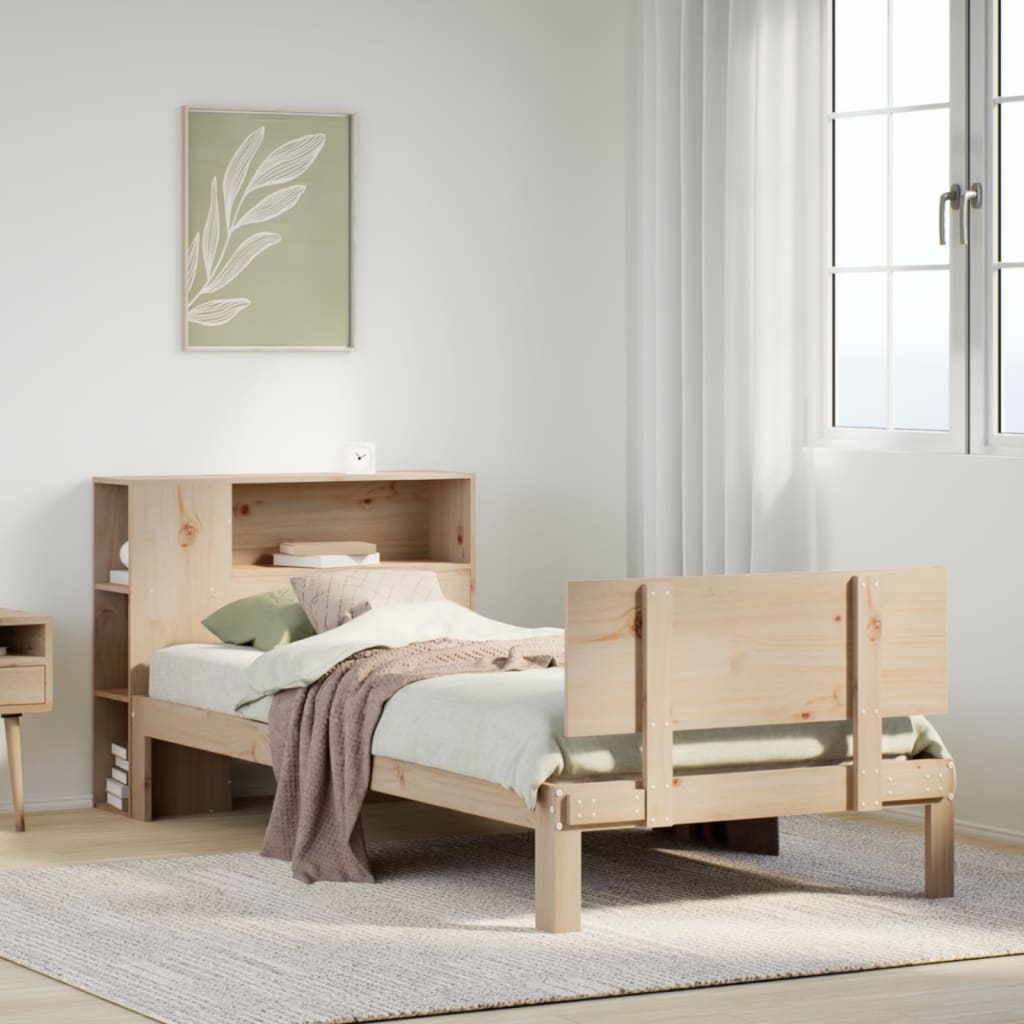 Bookcase Bed without Mattress 90x200cm Solid Wood Pine