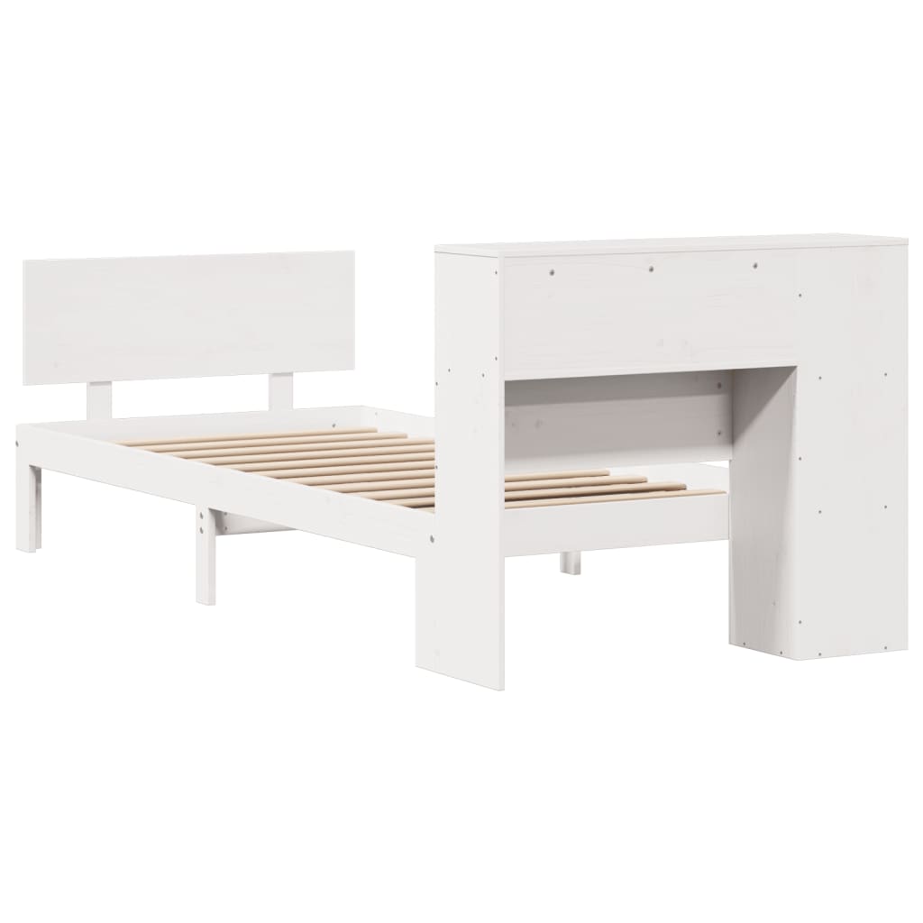 Bookcase Bed without Mattress White 90x200cm Solid Wood Pine