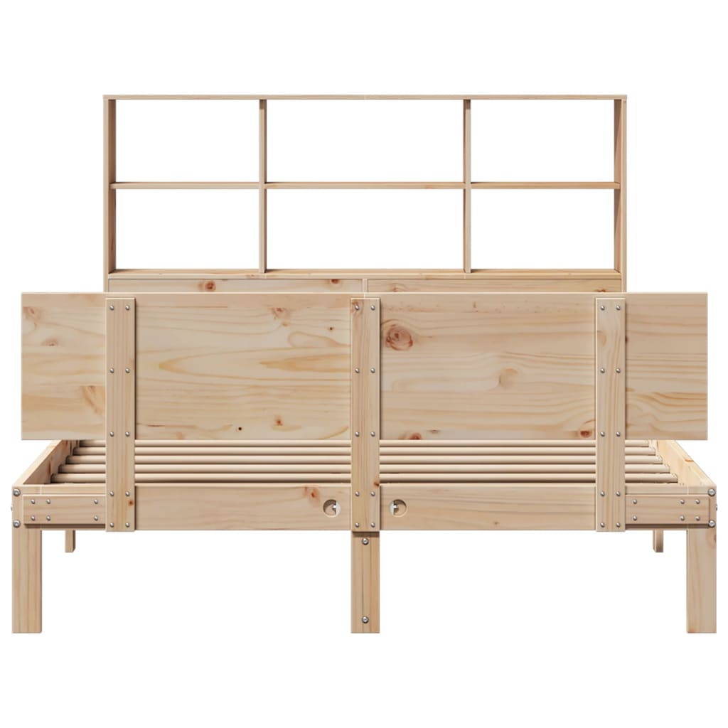 Bookcase Bed without Mattress 140x190cm Solid Wood Pine