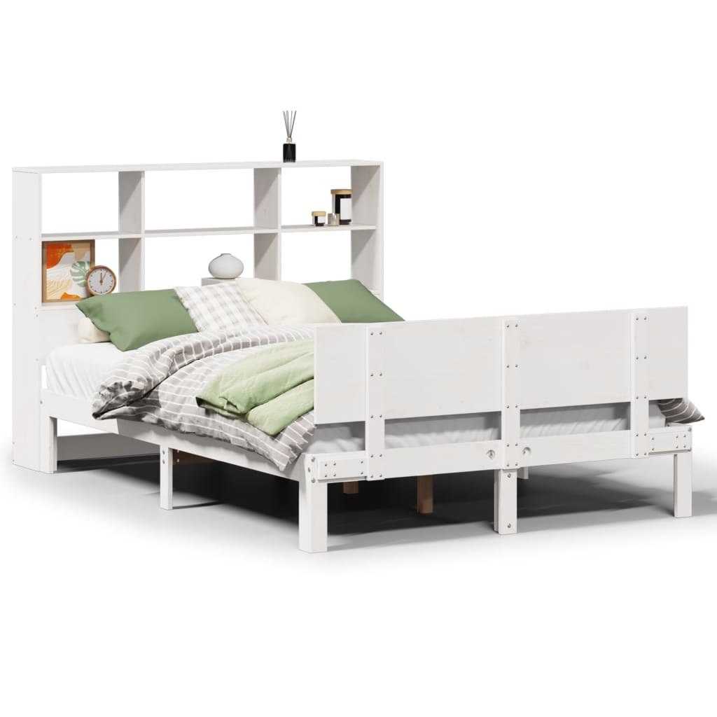 Bookcase Bed without Mattress White 120x200cm Solid Wood Pine