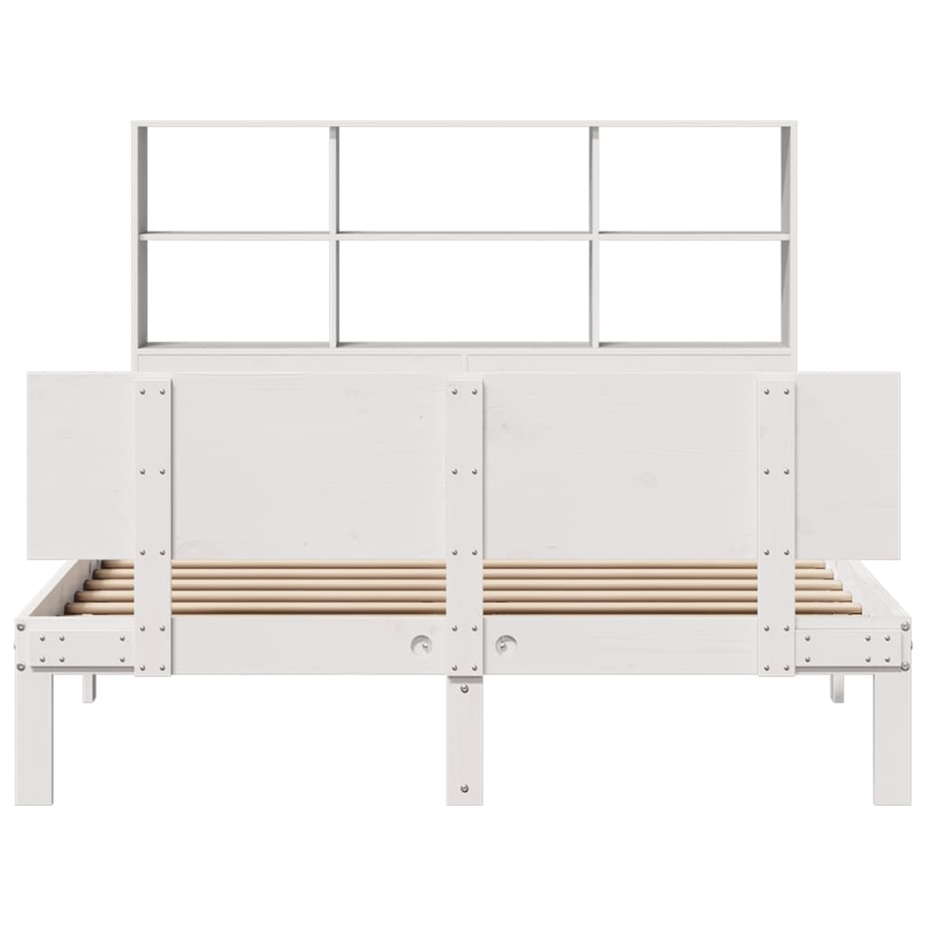 Bookcase Bed without Mattress White 120x200cm Solid Wood Pine
