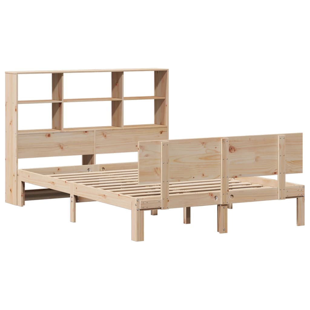 Bookcase Bed without Mattress 150x200 cm King Size Solid Wood Pine