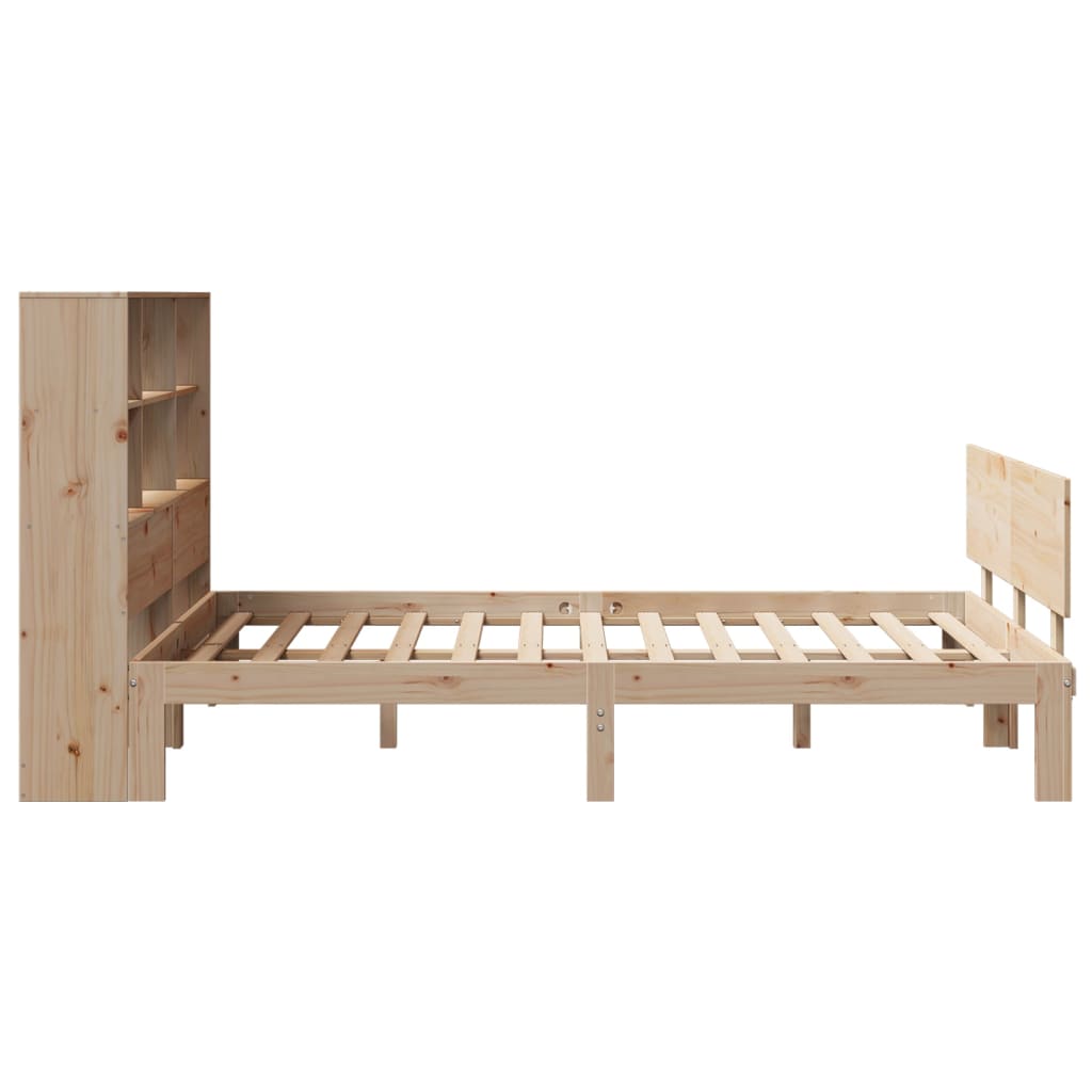 Bookcase Bed without Mattress 150x200 cm King Size Solid Wood Pine