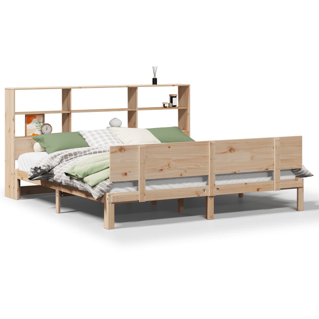 Bookcase Bed without Mattress 180x200 cm Super King Solid Wood Pine