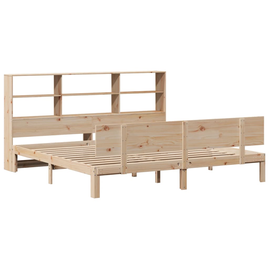 Bookcase Bed without Mattress 180x200 cm Super King Solid Wood Pine