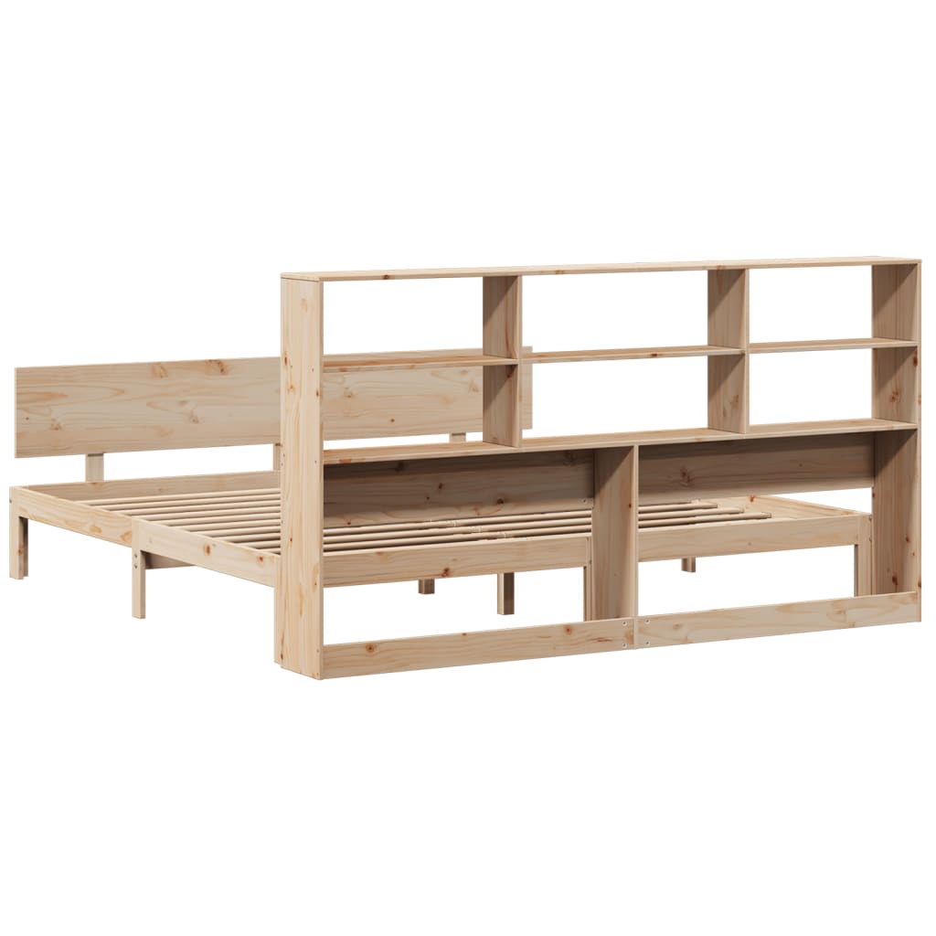 Bookcase Bed without Mattress 180x200 cm Super King Solid Wood Pine