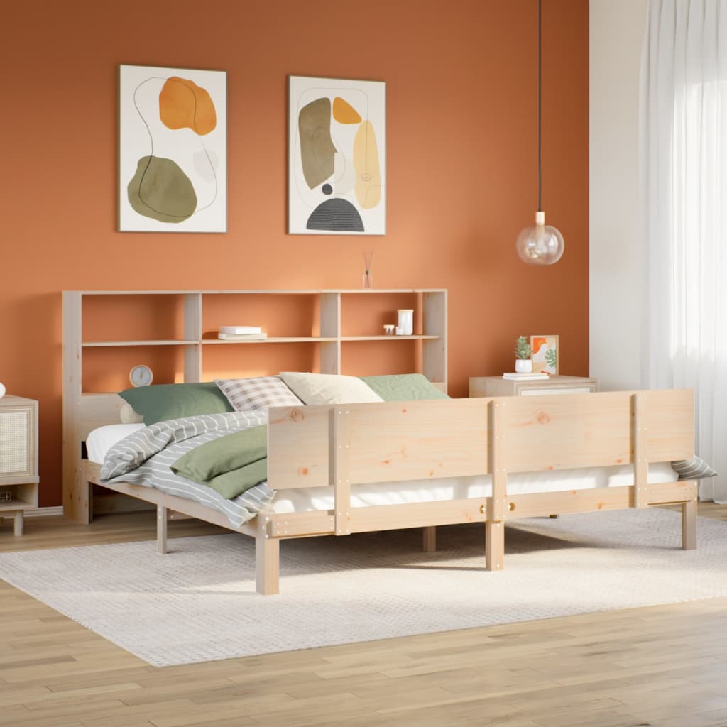 Bookcase Bed without Mattress 180x200 cm Super King Solid Wood Pine