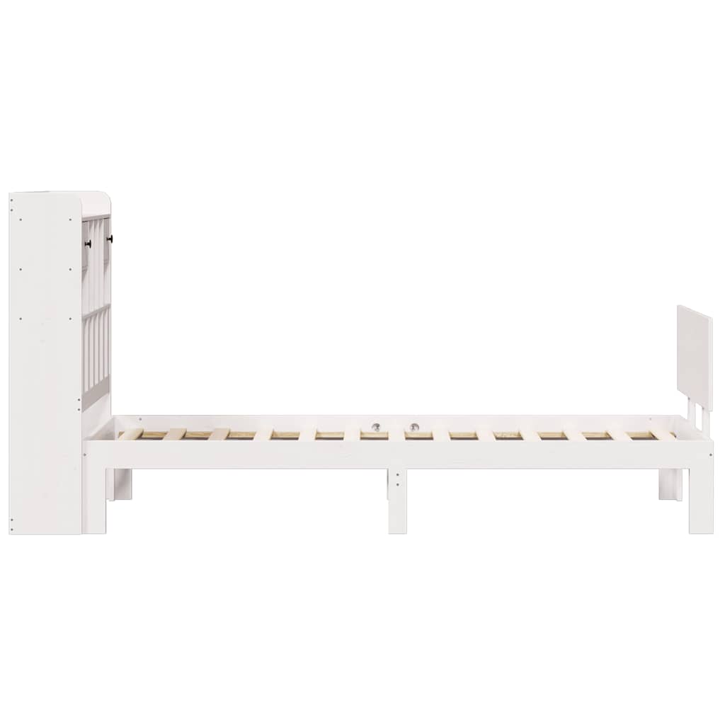 Bookcase Bed without Mattress White 75x190cm Solid Wood Pine