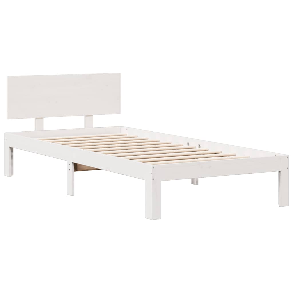Bookcase Bed without Mattress White 75x190cm Solid Wood Pine