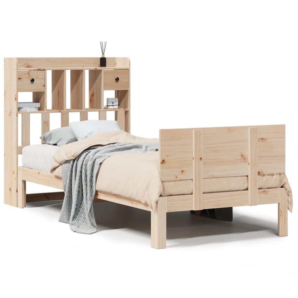 Bookcase Bed without Mattress 90x190cm Solid Wood Pine