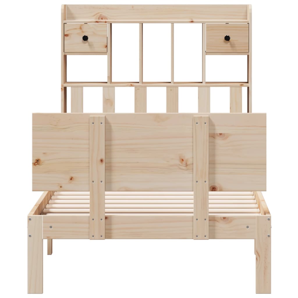 Bookcase Bed without Mattress 90x190cm Solid Wood Pine