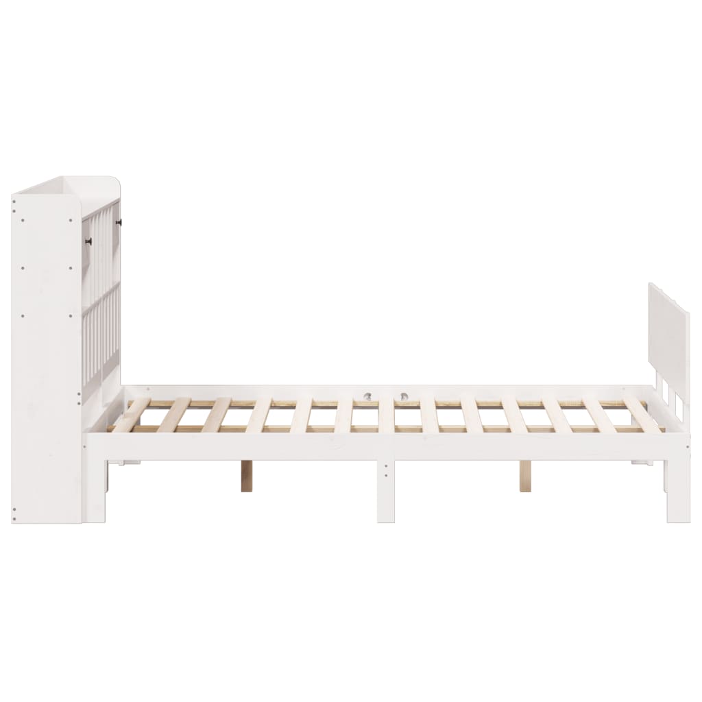 Bookcase Bed without Mattress White 140x190cm Solid Wood Pine