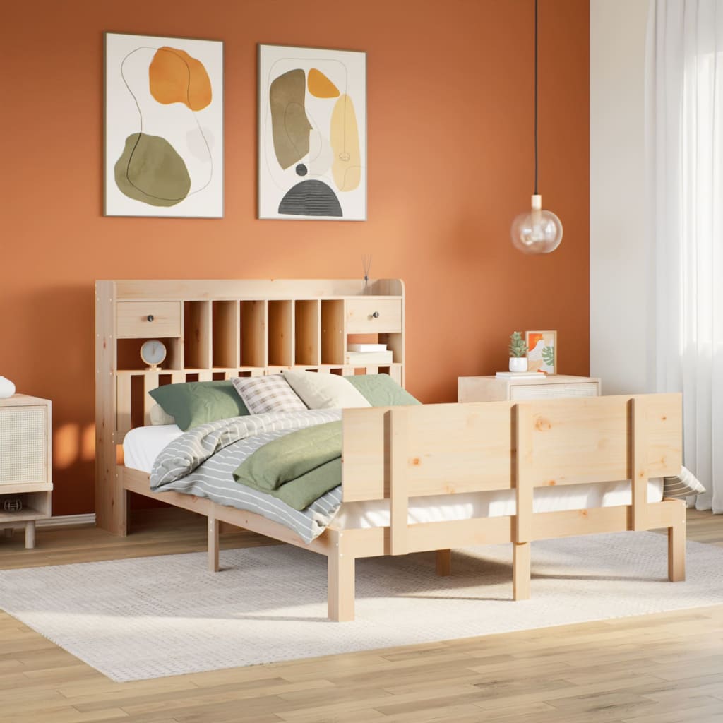Bookcase Bed without Mattress 160x200cm Solid Wood Pine