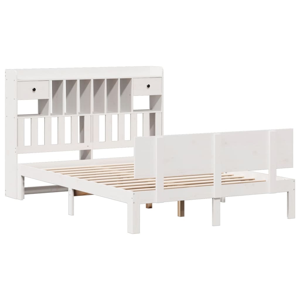 Bookcase Bed without Mattress White 160x200cm Solid Wood Pine