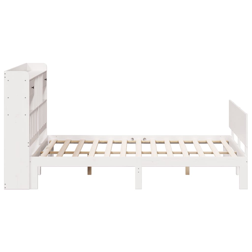 Bookcase Bed without Mattress White 180x200 cm Super King Solid Wood Pine