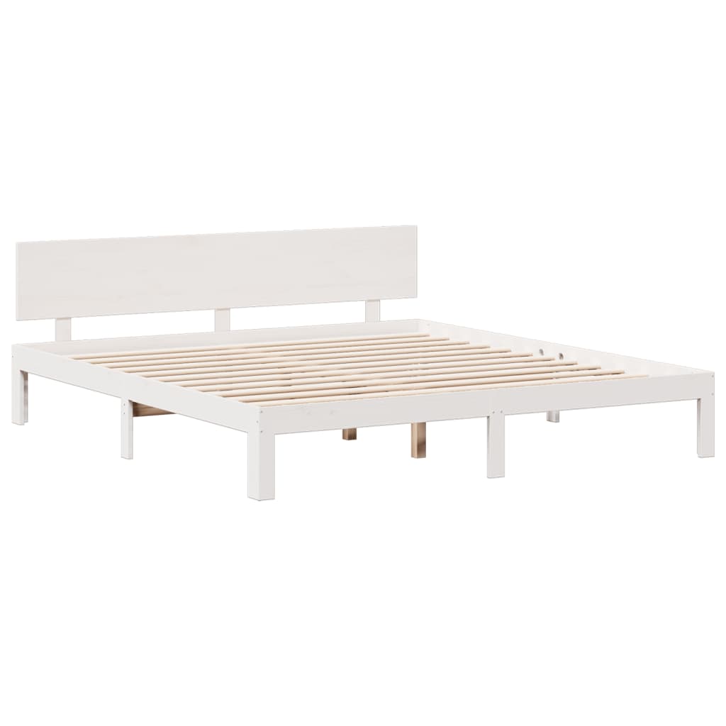Bookcase Bed without Mattress White 180x200 cm Super King Solid Wood Pine