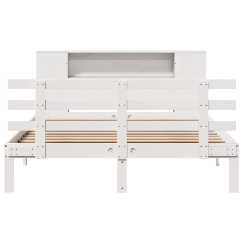 Bookcase Bed without Mattress White 140x190cm Solid Wood Pine
