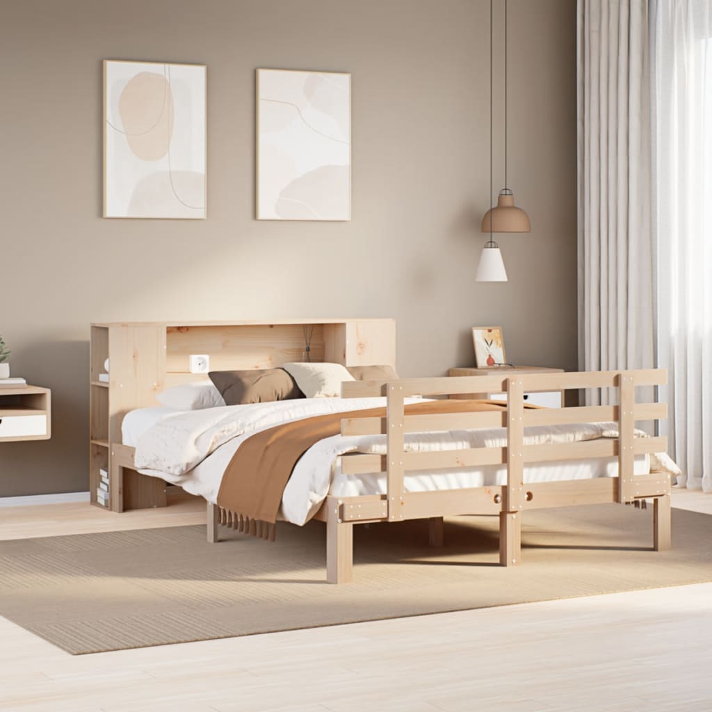 Bookcase Bed without Mattress 120x200cm Solid Wood Pine