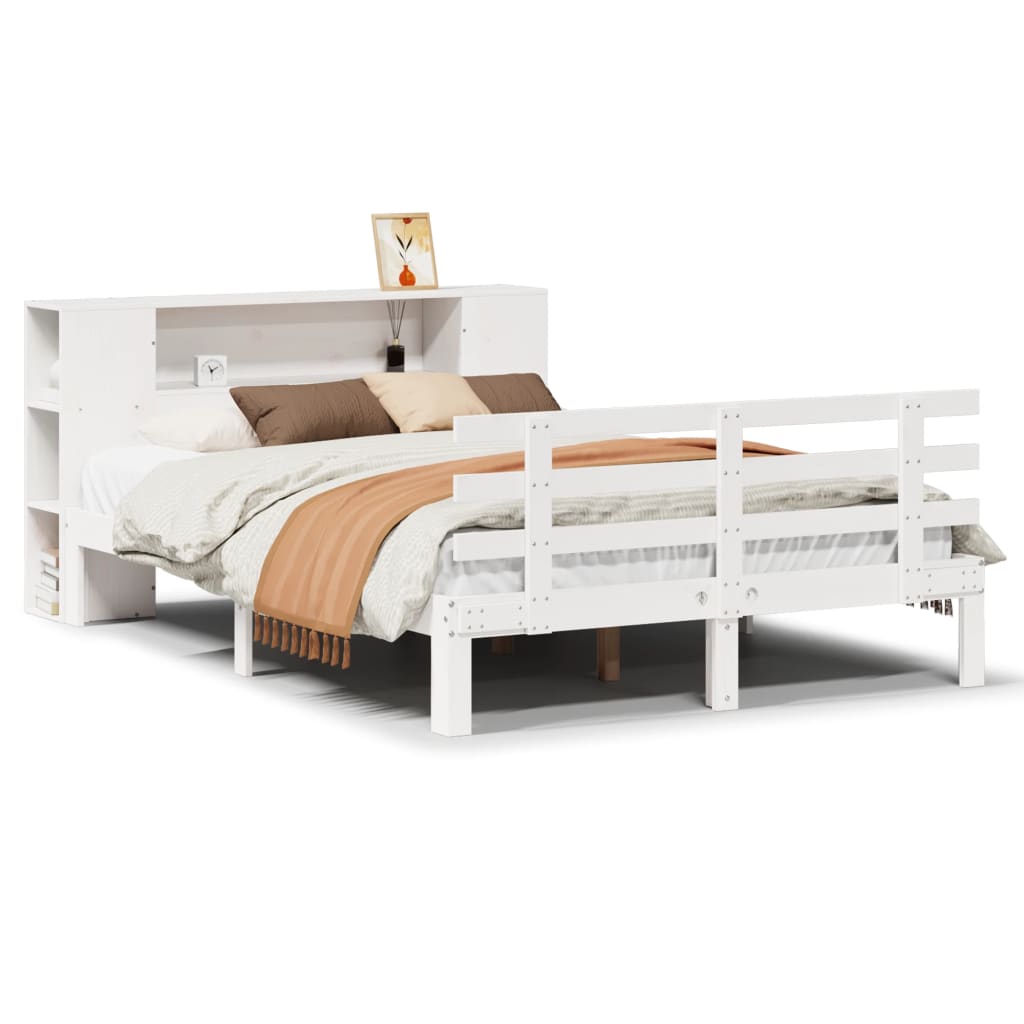 Bookcase Bed without Mattress White 120x200cm Solid Wood Pine