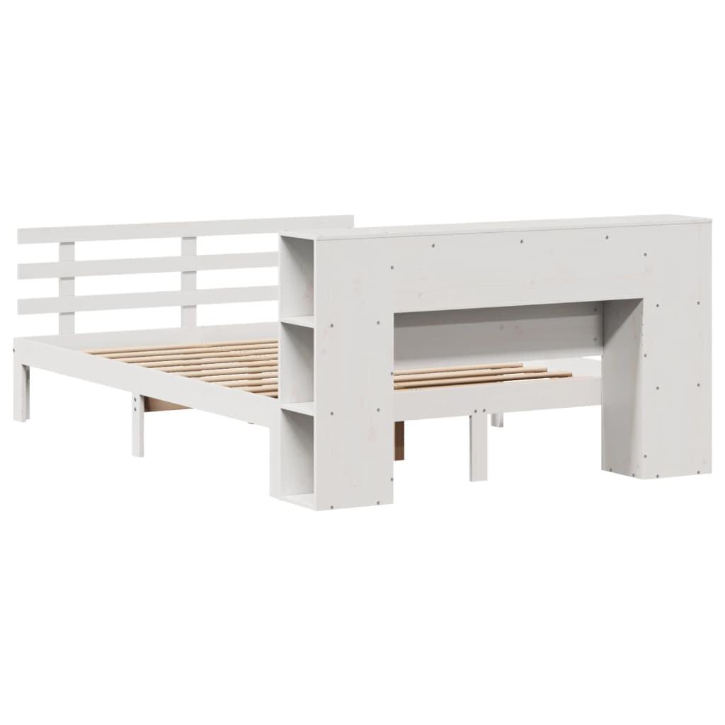 Bookcase Bed without Mattress White 120x200cm Solid Wood Pine