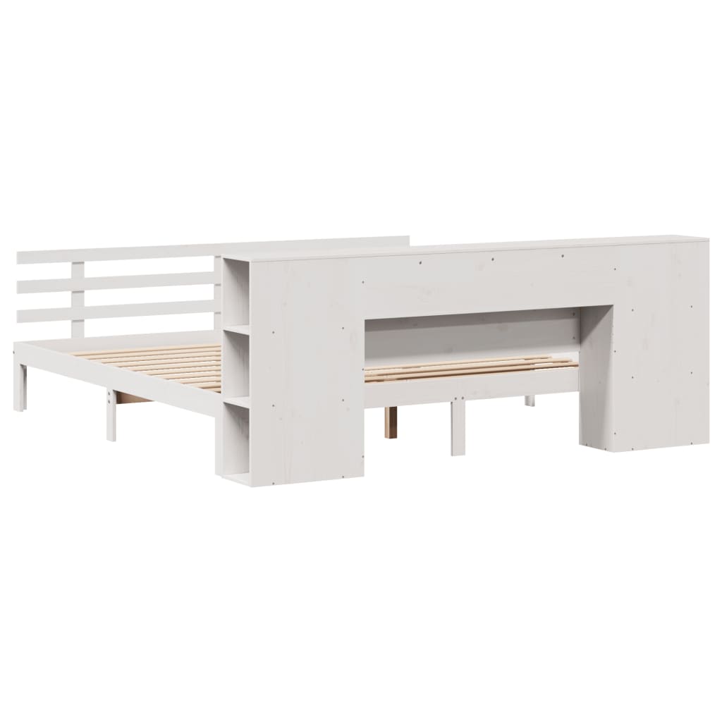 Bookcase Bed without Mattress White 200x200cm Solid Wood Pine