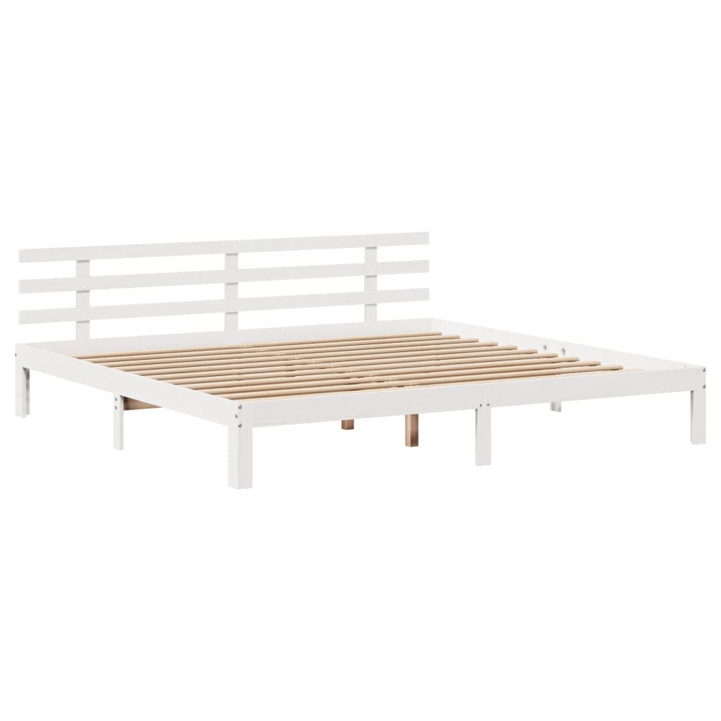 Bookcase Bed without Mattress White 200x200cm Solid Wood Pine