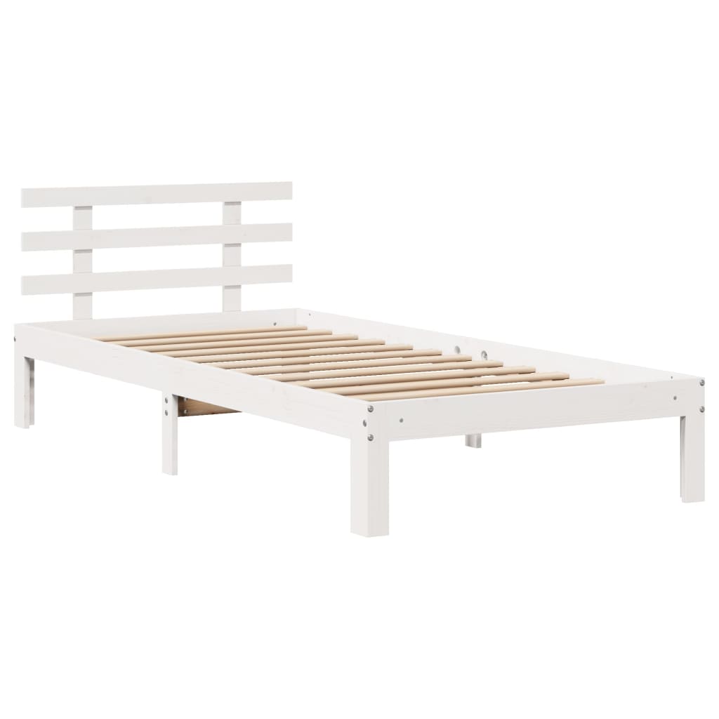 Bookcase Bed without Mattress White 75x190 cm Small Single Solid Wood Pine