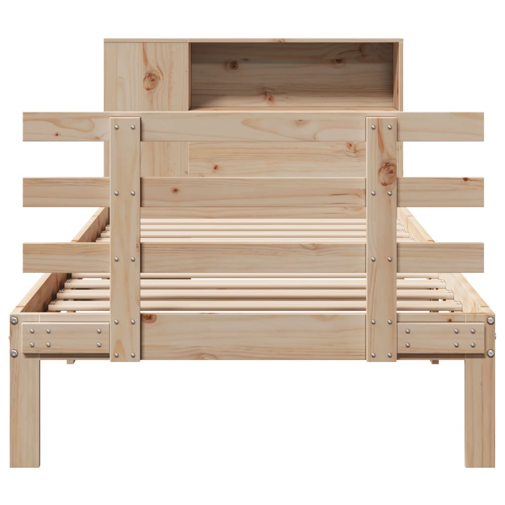 Bookcase Bed without Mattress 90x200cm Solid Wood Pine