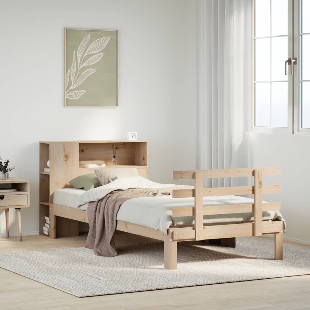 Bookcase Bed without Mattress 90x200cm Solid Wood Pine