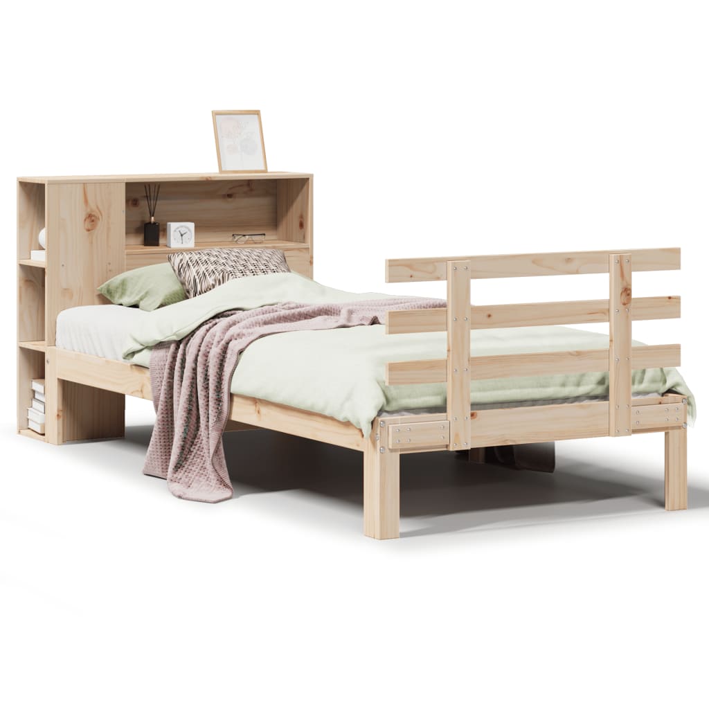 Bookcase Bed without Mattress 100x200cm Solid Wood Pine