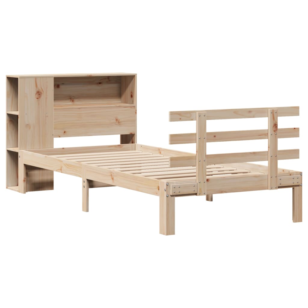 Bookcase Bed without Mattress 100x200cm Solid Wood Pine