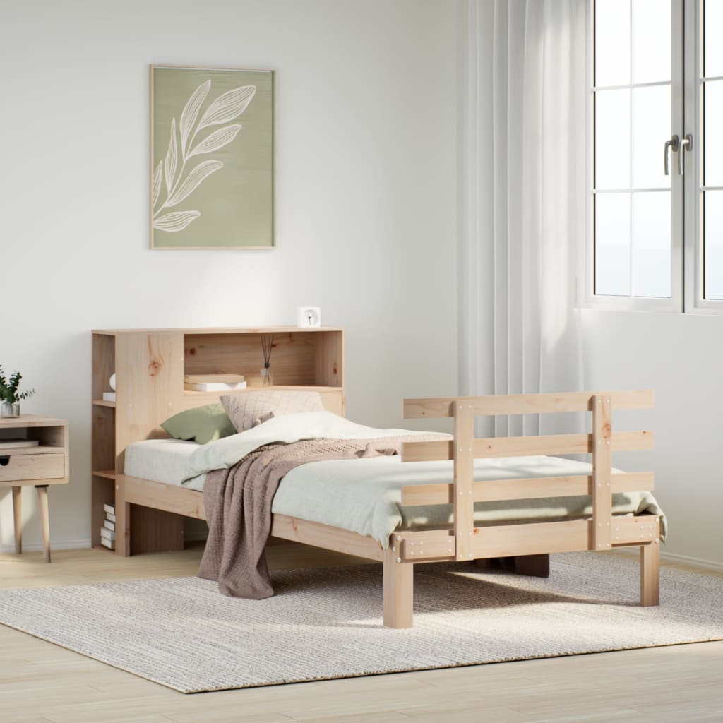 Bookcase Bed without Mattress 100x200cm Solid Wood Pine