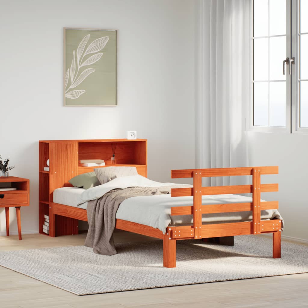 Bookcase Bed without Mattress Wax Brown 75x190 cm Small Single Solid Wood Pine