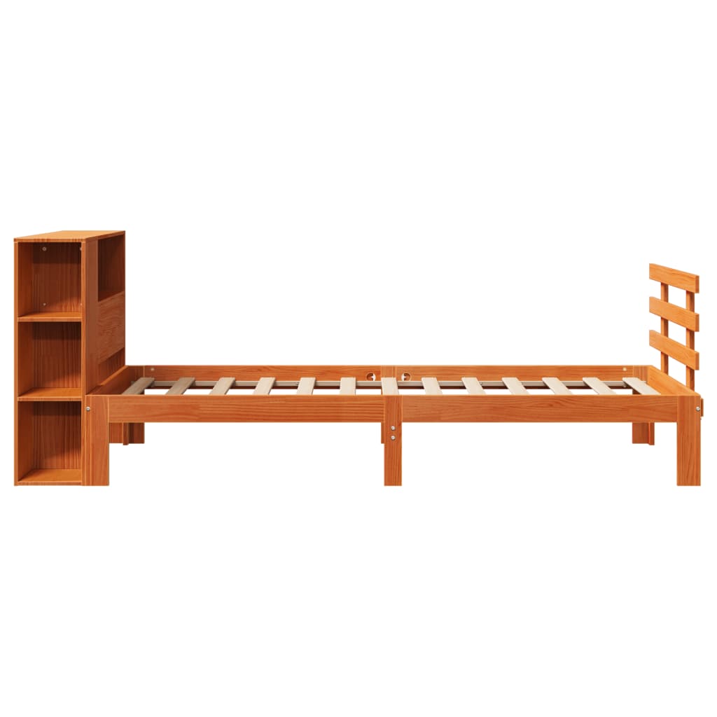 Bookcase Bed without Mattress Wax Brown 100x200cm Solid Wood Pine