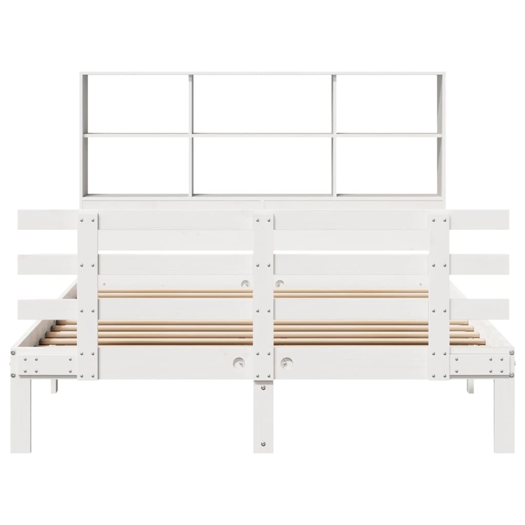 Bookcase Bed without Mattress White 120x190 cm Small Double Solid Wood Pine