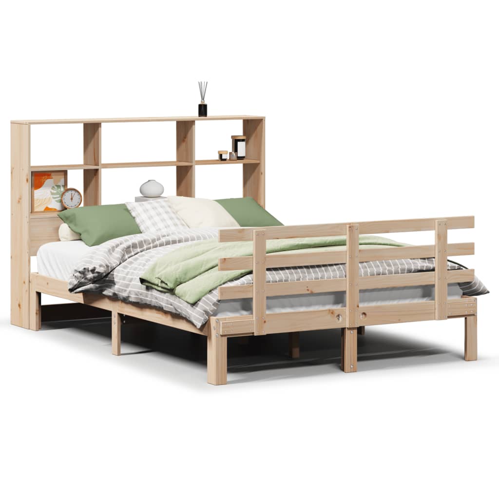 Bookcase Bed without Mattress 140x190cm Solid Wood Pine