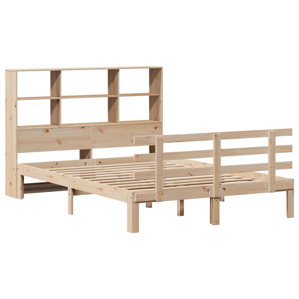Bookcase Bed without Mattress 140x190cm Solid Wood Pine
