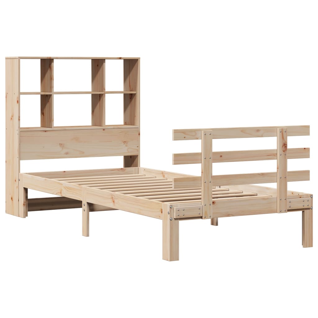 Bookcase Bed without Mattress 90x200cm Solid Wood Pine