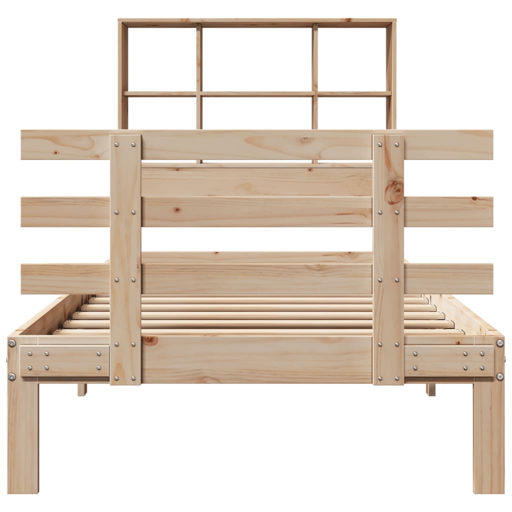 Bookcase Bed without Mattress 90x200cm Solid Wood Pine