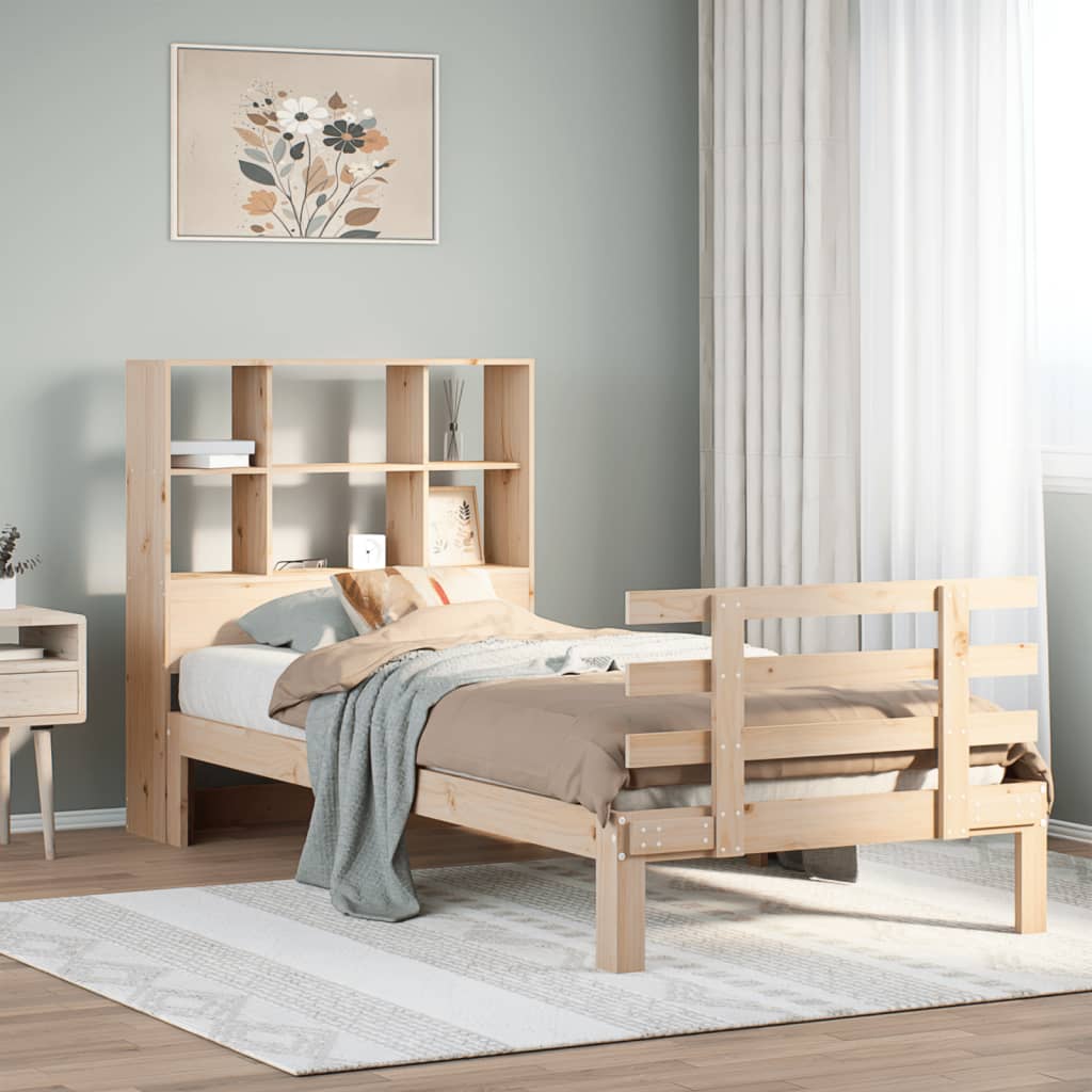 Bookcase Bed without Mattress 90x200cm Solid Wood Pine