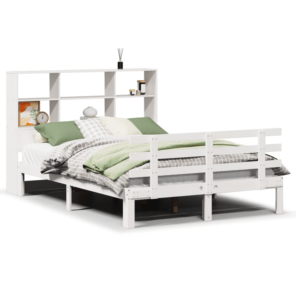 Bookcase Bed without Mattress White 120x200cm Solid Wood Pine