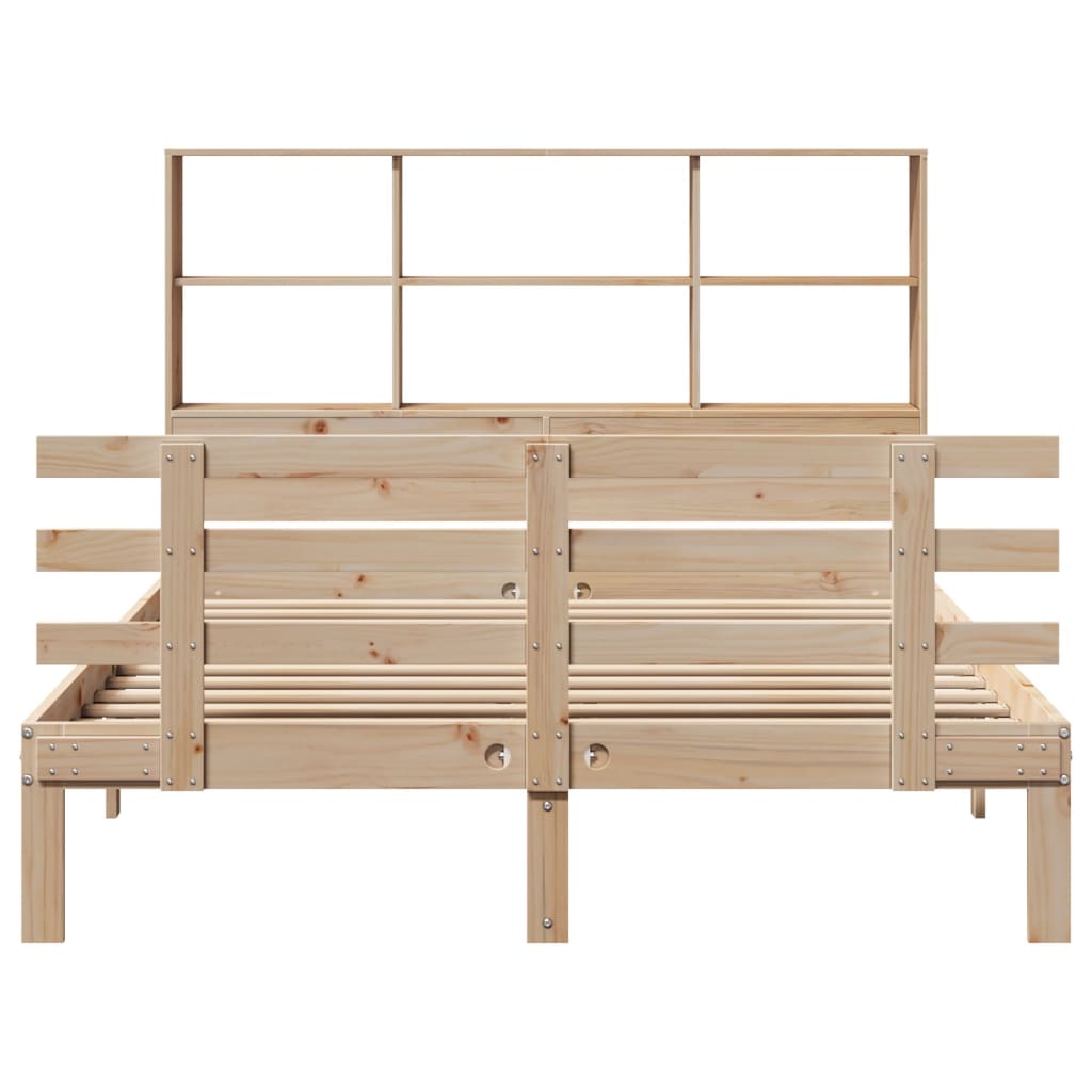 Bookcase Bed without Mattress 150x200 cm King Size Solid Wood Pine